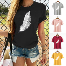 Load image into Gallery viewer, Feather Print Short Sleeve T-Shirt