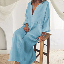 Load image into Gallery viewer, Cotton and Linen Long Sleeve Jumpsuit