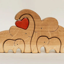 Load image into Gallery viewer, Wooden Elephant Family Puzzle