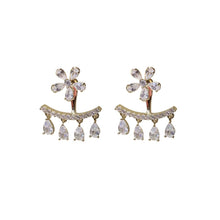 Load image into Gallery viewer, Flower Zircon Tassel Stud Earrings
