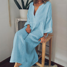 Load image into Gallery viewer, Cotton and Linen Long Sleeve Jumpsuit