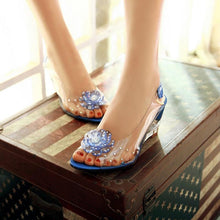 Load image into Gallery viewer, Studded Flower Design Transparent Sandals