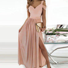 Load image into Gallery viewer, Off-the-shoulder V-neck Slit Dress