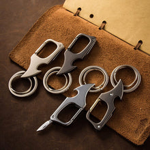 Load image into Gallery viewer, Multifunctional Pendant Bottle Opener Metal Double Ring Key Chain