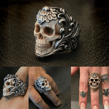 Load image into Gallery viewer, 💀💀Vintage polish floral armor antler skull ring