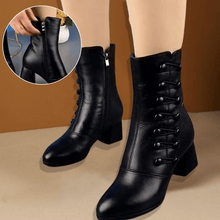 Load image into Gallery viewer, Women Warm Side Butto Leather Ankle Boots