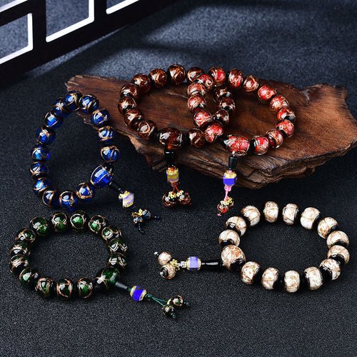 Incense Grey Glazed Beads Bracelet