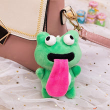 Load image into Gallery viewer, Cute Plush Animal Keychain Sticking out Tongue Frog