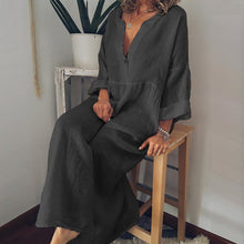 Load image into Gallery viewer, Cotton and Linen Long Sleeve Jumpsuit