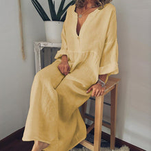 Load image into Gallery viewer, Cotton and Linen Long Sleeve Jumpsuit
