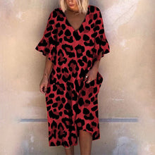 Load image into Gallery viewer, Leopard Print V-Neck Loose Dress