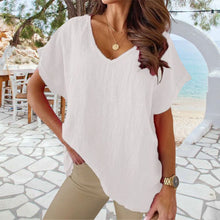 Load image into Gallery viewer, V-neck Cotton and Linen Shirt