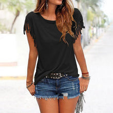 Load image into Gallery viewer, Crew Neck Fringe T-Shirt