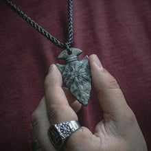 Load image into Gallery viewer, Odin&#39;s Spear Necklace with Vegvisir Symbol