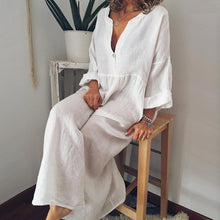 Load image into Gallery viewer, Cotton and Linen Long Sleeve Jumpsuit