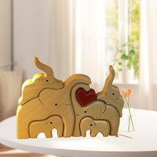 Load image into Gallery viewer, Wooden Elephant Family Puzzle