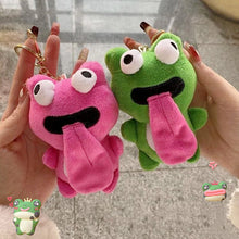 Load image into Gallery viewer, Cute Plush Animal Keychain Sticking out Tongue Frog