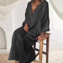 Load image into Gallery viewer, Cotton and Linen Long Sleeve Jumpsuit