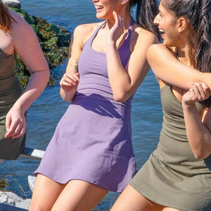 Women's Sleeveless Exercise Tennis Dress with Built