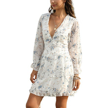 Load image into Gallery viewer, V-neck Floral  Chiffon Bohemian Dress