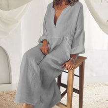 Load image into Gallery viewer, Cotton and Linen Long Sleeve Jumpsuit
