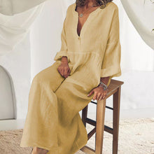 Load image into Gallery viewer, Cotton and Linen Long Sleeve Jumpsuit
