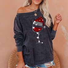 Load image into Gallery viewer, Christmas Wine Glass Print Sweatshirt