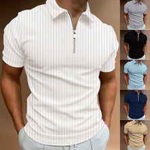 Load image into Gallery viewer, Striped Zip Polo Shirt