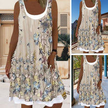 Load image into Gallery viewer, Printed Sleeveless Crewneck Dress