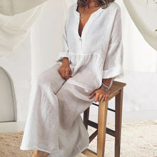 Load image into Gallery viewer, Cotton and Linen Long Sleeve Jumpsuit