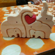 Load image into Gallery viewer, Wooden Elephant Family Puzzle