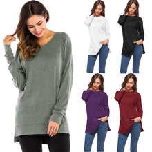 Load image into Gallery viewer, Women&#39;s Side Split Loose Casual Pullover Tunic Tops