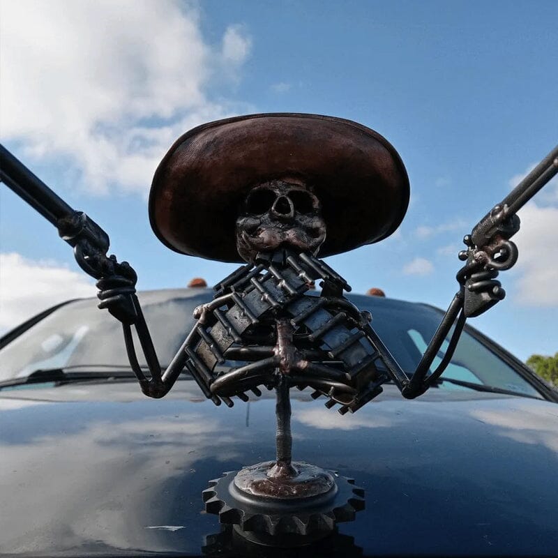 💀Cowboy Skull Gunslinger Hood Ornament💀