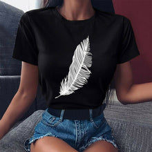 Load image into Gallery viewer, Feather Print Short Sleeve T-Shirt