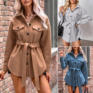 Fashionable Tie Wool Coat