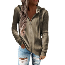 Load image into Gallery viewer, Stripe Casual Women&#39;s Hoodies Loose Knitwear Zipper Cardigan