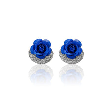 Load image into Gallery viewer, Blue Rose Stud Earrings
