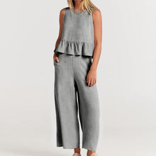 Load image into Gallery viewer, Women Sleeveless pleated tank top wide leg pants set