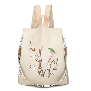 Embroidered Anti-theft Backpack