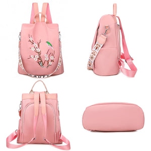 Embroidered Anti-theft Backpack