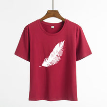 Load image into Gallery viewer, Feather Print Short Sleeve T-Shirt