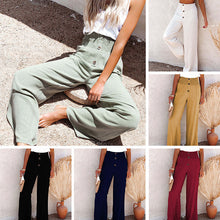 Load image into Gallery viewer, Cotton and Linen Elastic Wide Leg Pants