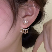 Load image into Gallery viewer, Flower Zircon Tassel Stud Earrings