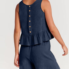 Load image into Gallery viewer, Women Sleeveless pleated tank top wide leg pants set