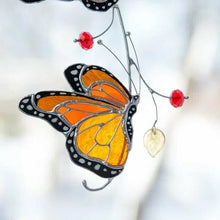 Load image into Gallery viewer, Stained Monarch Butterfly Glass Window Decor