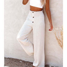 Load image into Gallery viewer, Cotton and Linen Elastic Wide Leg Pants