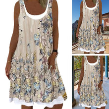 Load image into Gallery viewer, Printed Sleeveless Crewneck Dress