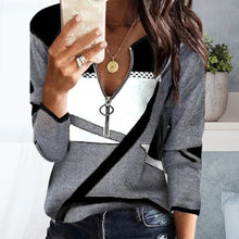 Load image into Gallery viewer, Women&#39;s Colorblock V-Neck Zip-Up Casual Sweatshirt