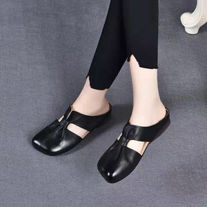 Summer Retro Flat Slippers Genuine Leather Sandals