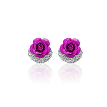 Load image into Gallery viewer, Blue Rose Stud Earrings
